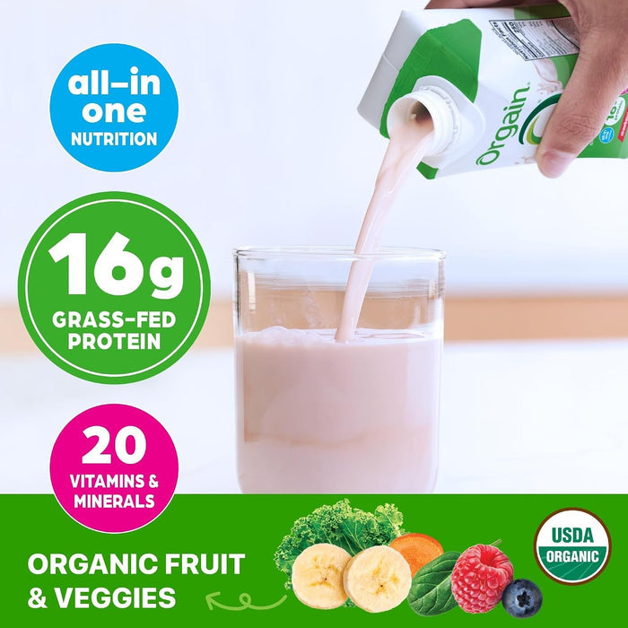 Orgain Organic Nutritional Shake, Strawberries and Cream, 11 oz - 851770003087-Single - LL Medico