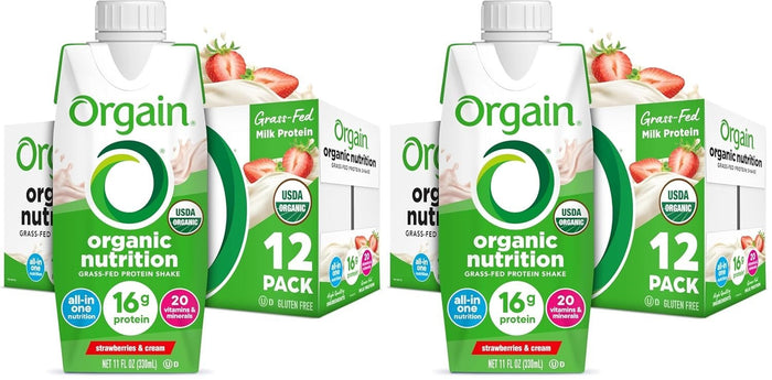 Orgain Organic Nutritional Shake, Strawberries and Cream, 11 oz - 851770003087-Single - LL Medico