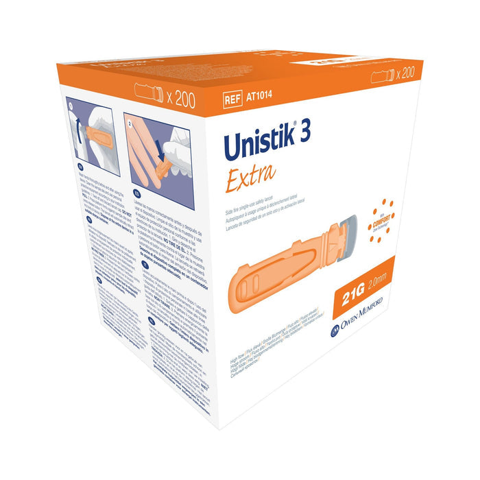 Owen Mumford Unistik 3 Extra Safety Lancet, 21 Gauge - AT1014-Box - LL Medico