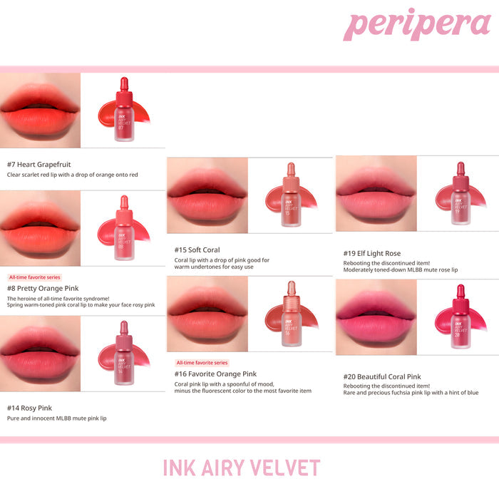 Peripera Ink Airy Velvet Tint sävyt 07-20