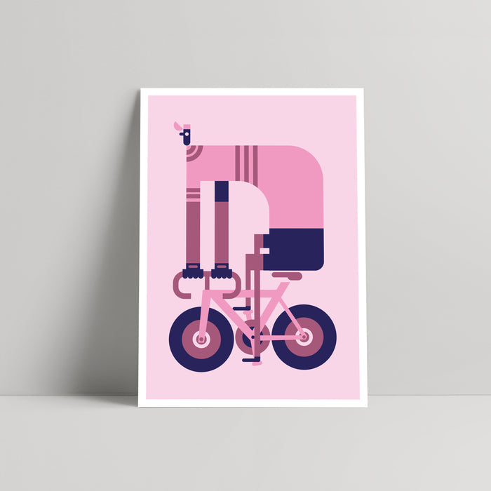 Pink Cyclist - Art print - Mick Marston - Rouleur