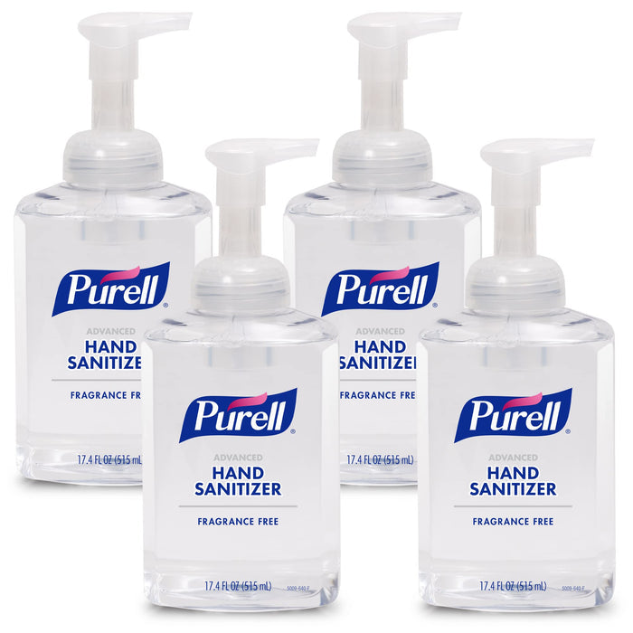 Purell Advanced Hand Sanitizer Foaming Pump Bottle, Fragrance Free, 17.4 Fl Oz, Case of 4