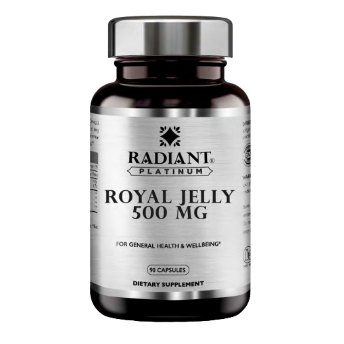 Radiant Platinum Royal Jelly 500mg, Immune Support, Energy & Nutritional Wellness Supplement - 90 Capsules Radiant Platinum