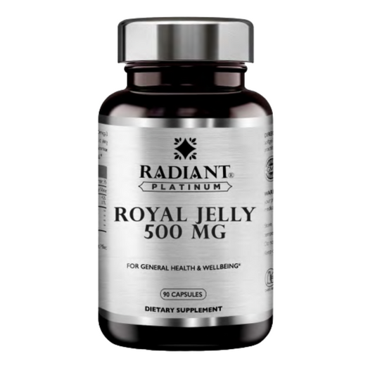 Radiant Platinum Royal Jelly 500mg, Immune Support, Energy & Nutritional Wellness Supplement - 90 Capsules Radiant Platinum