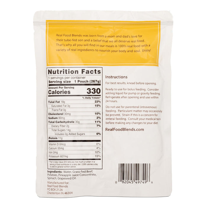 Real Food Blends Tube Feeding Formula, Beef, Potatoes & Spinach, 9.4 oz - 176993-Single - LL Medico