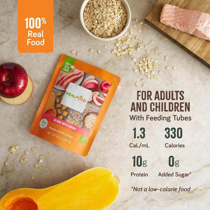 Real Food Blends Tube Feeding Formula, Salmon, Oats & Squash, 9.4 oz - 176987-Single - LL Medico