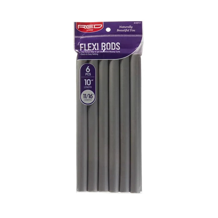 Red by Kiss Flexi Rods 10in x 11/16in Gray 6pc HRF17