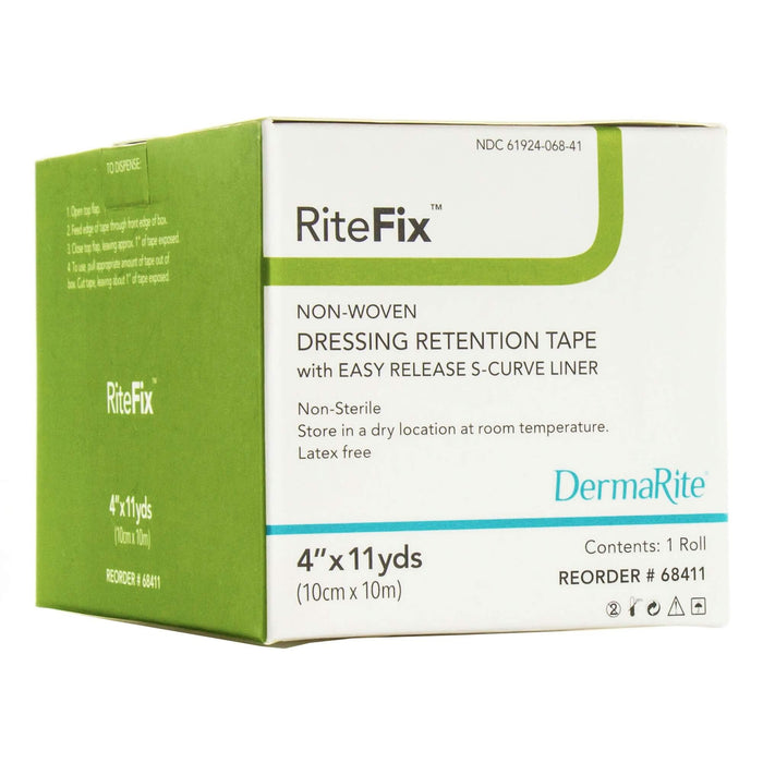 RiteFix Nonwoven Dressing Retention Tape, 4 Inch x 11 Yard, White