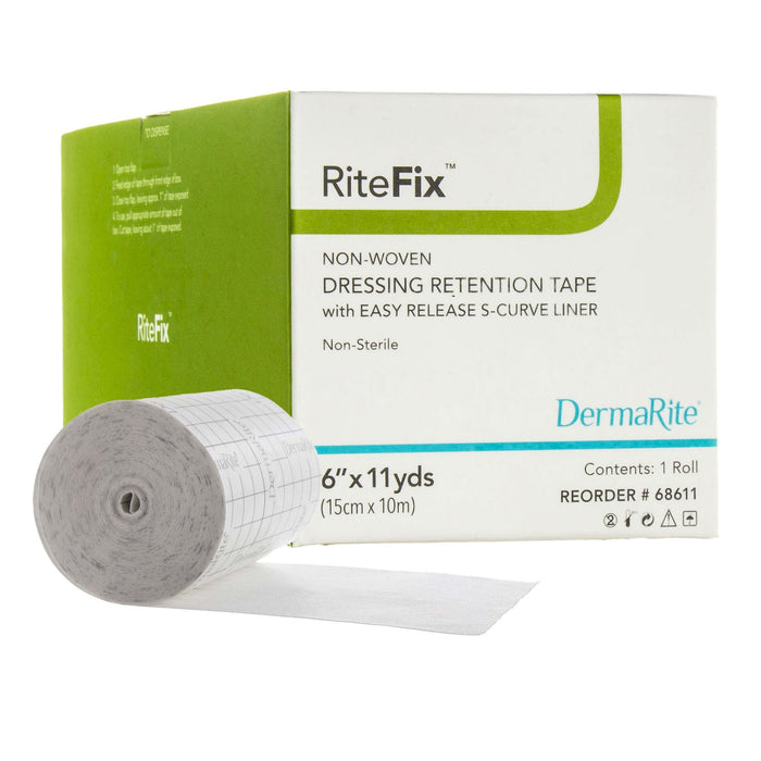 RiteFix Nonwoven Dressing Retention Tape, 6 Inch x 11 Yard, White