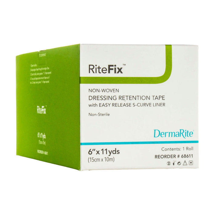 RiteFix Nonwoven Dressing Retention Tape, 6 Inch x 11 Yard, White