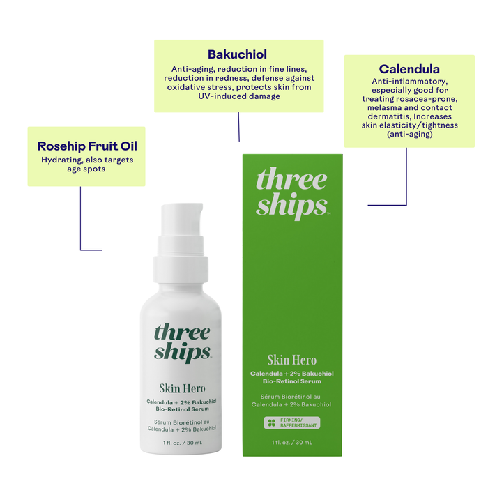 Three Ships-Skin Hero Calendula + 2% Bakuchiol Bio-Retinol Serum-Skincare-628110639615_5_Benefits-The Detox Market |