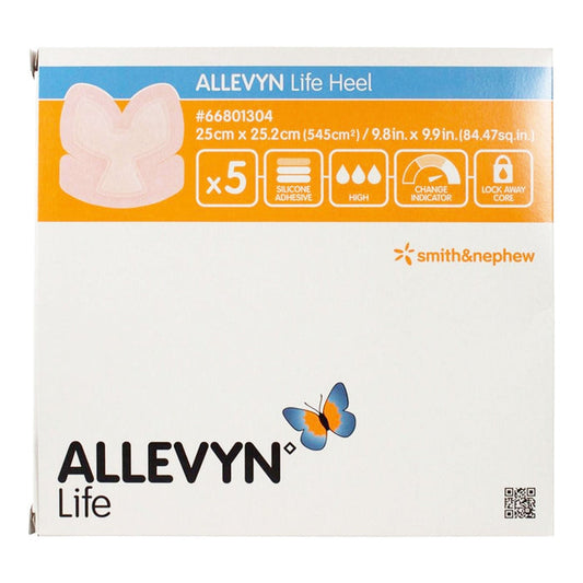 Smith & Nephew Allevyn Life Heel Silicone Gel Adhesive Foam Dressing, 25 x 25.2 Centimeter
