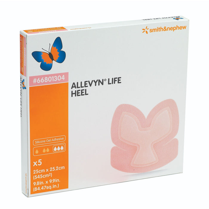 Smith & Nephew Allevyn Life Heel Silicone Gel Adhesive Foam Dressing, 25 x 25.2 Centimeter