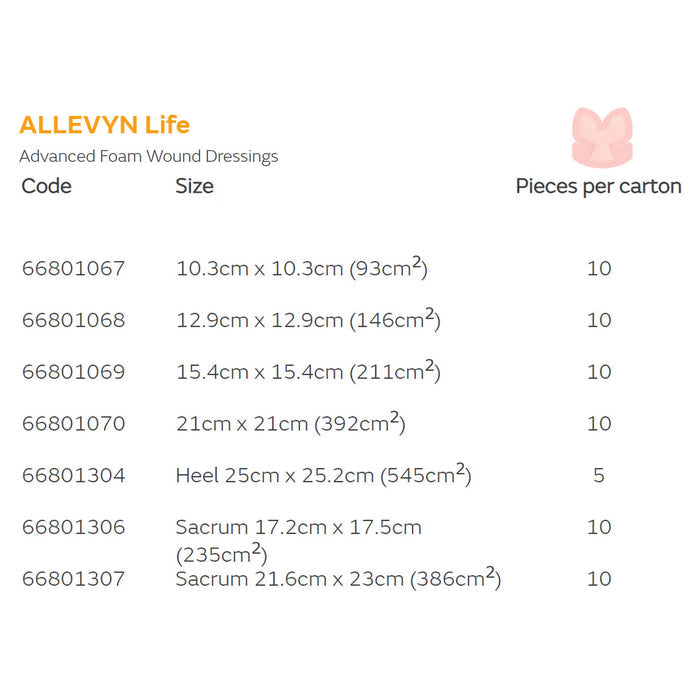 Smith & Nephew Allevyn Life Heel Silicone Gel Adhesive Foam Dressing, 25 x 25.2 Centimeter