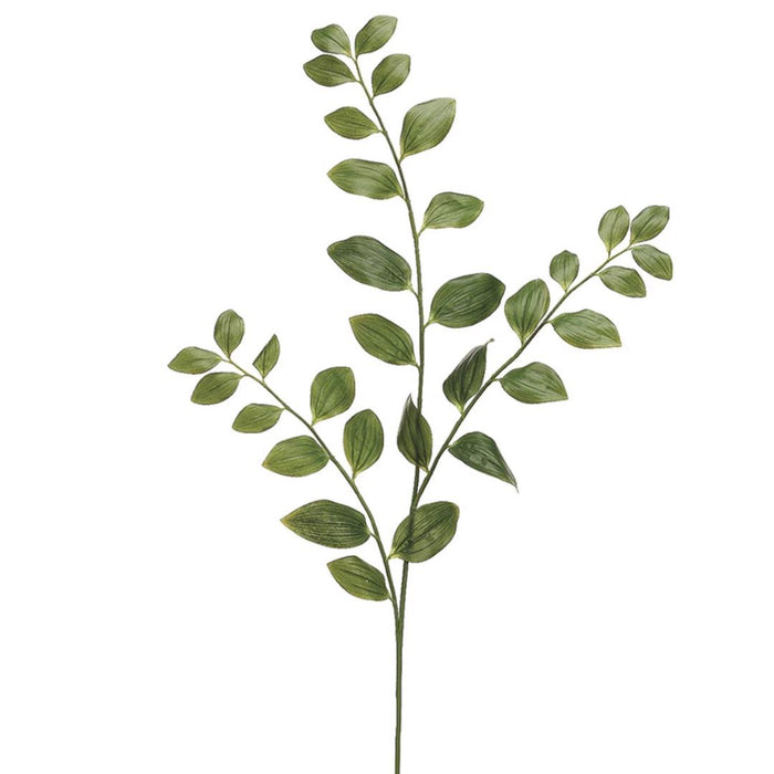 A single 48-inch ALLSTATE FLORAL AND CRAFT STEM SOLOMON'S SEAL SPRAY features three stems with alternately arranged green oval leaves. Set against a white background. Available for instore pickup.