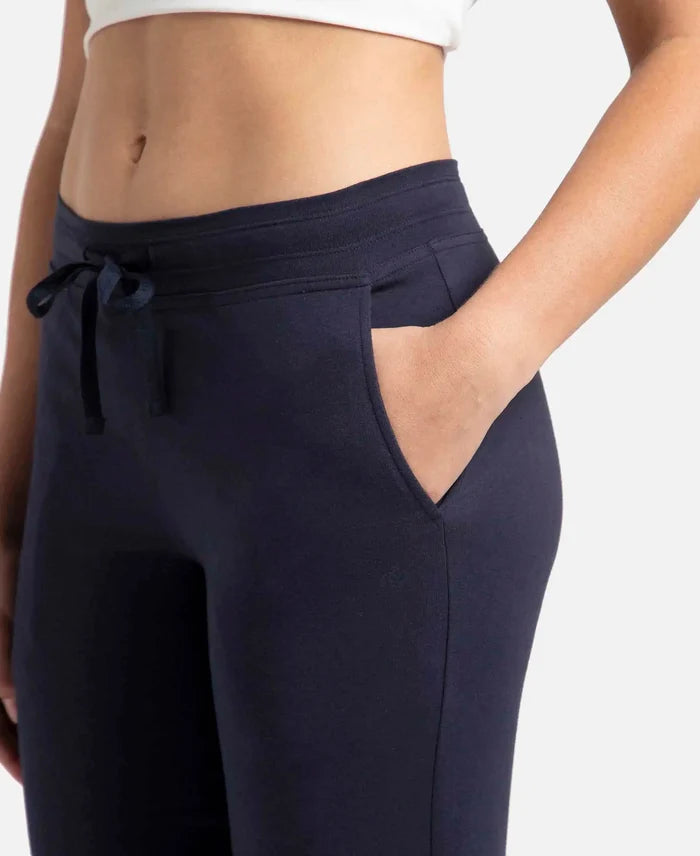 Super Combed Cotton Elastane Stretch Slim Fit Printed Capri with Side Pockets - Navy Blazer-7