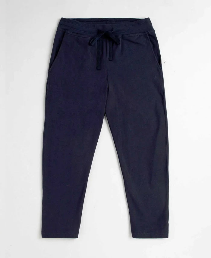 Super Combed Cotton Elastane Stretch Slim Fit Printed Capri with Side Pockets - Navy Blazer-8
