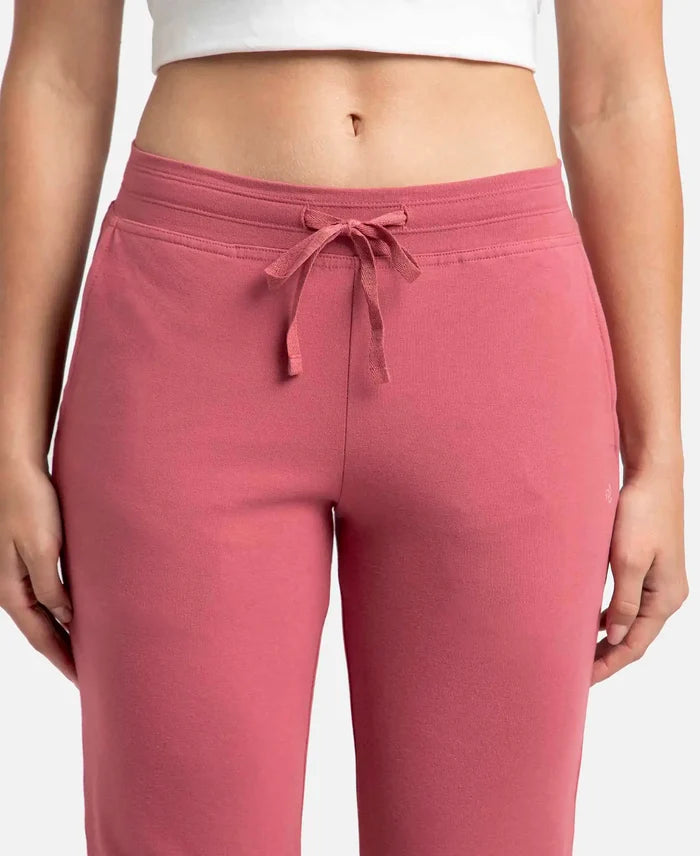 Super Combed Cotton Elastane Stretch Slim Fit Printed Capri with Side Pockets - Rose Wine-7
