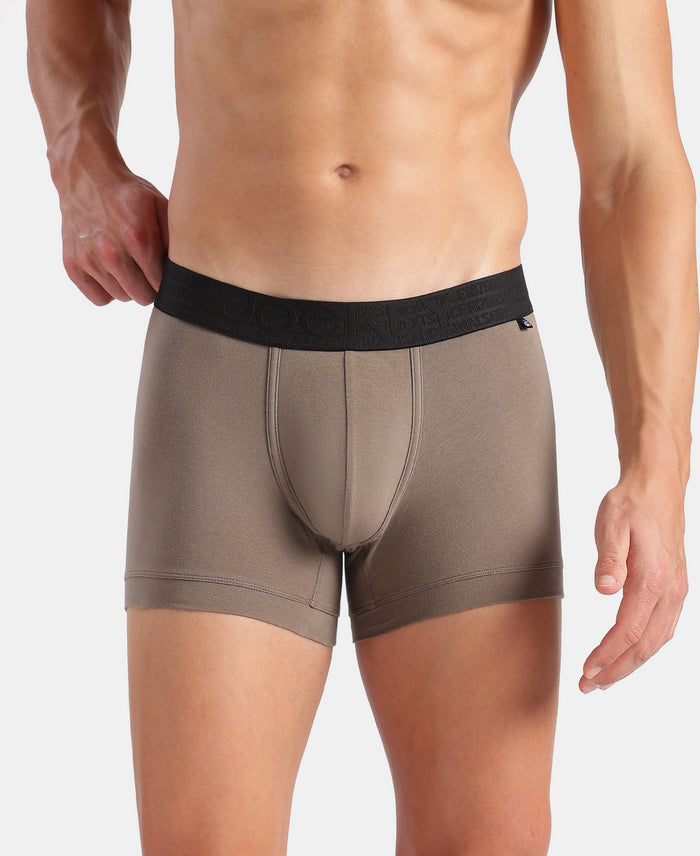 Super Combed Cotton Elastane Stretch Solid Trunk with Ultrasoft Waistband - Earth