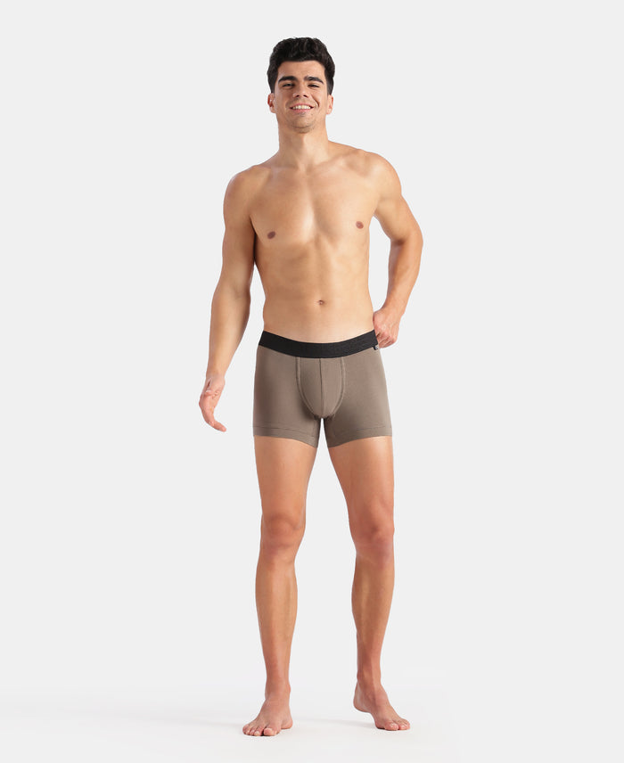 Super Combed Cotton Elastane Stretch Solid Trunk with Ultrasoft Waistband - Earth