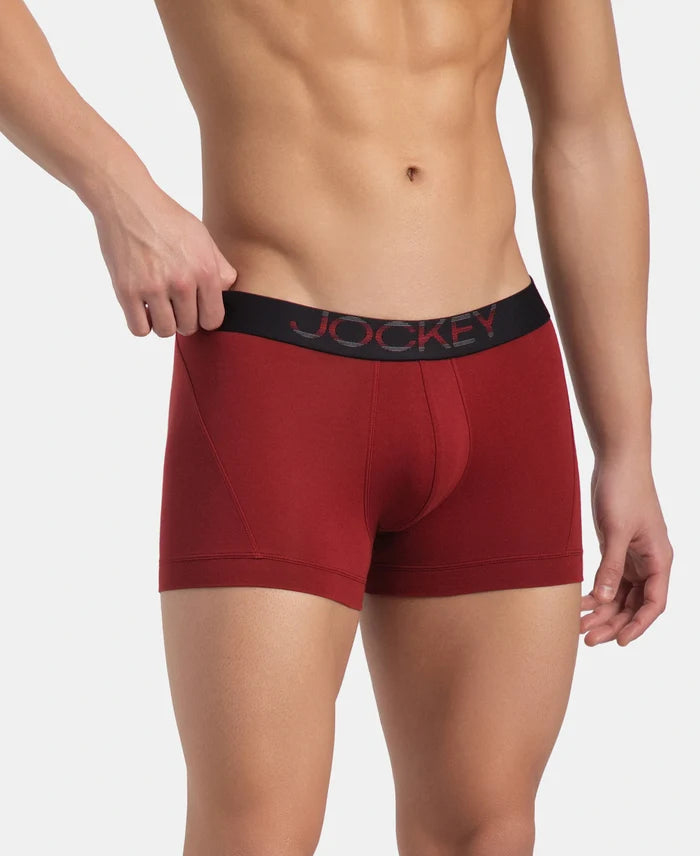 Super Combed Cotton Elastane Stretch Solid Trunk with Ultrasoft Waistband - Sundried Tomato