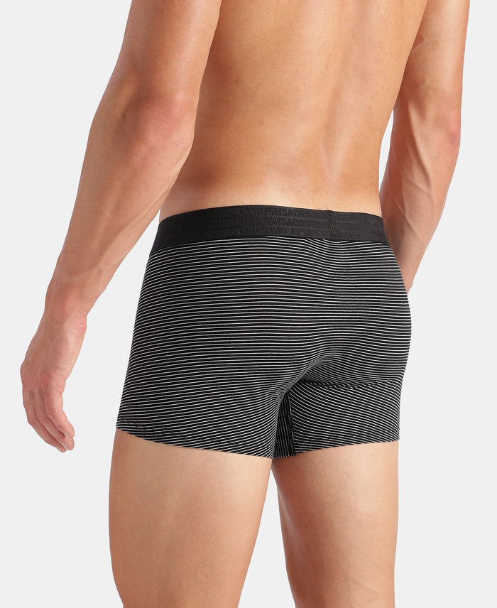 Super Combed Cotton Elastane Stretch Stripe Trunk with Ultrasoft Waistband - Black