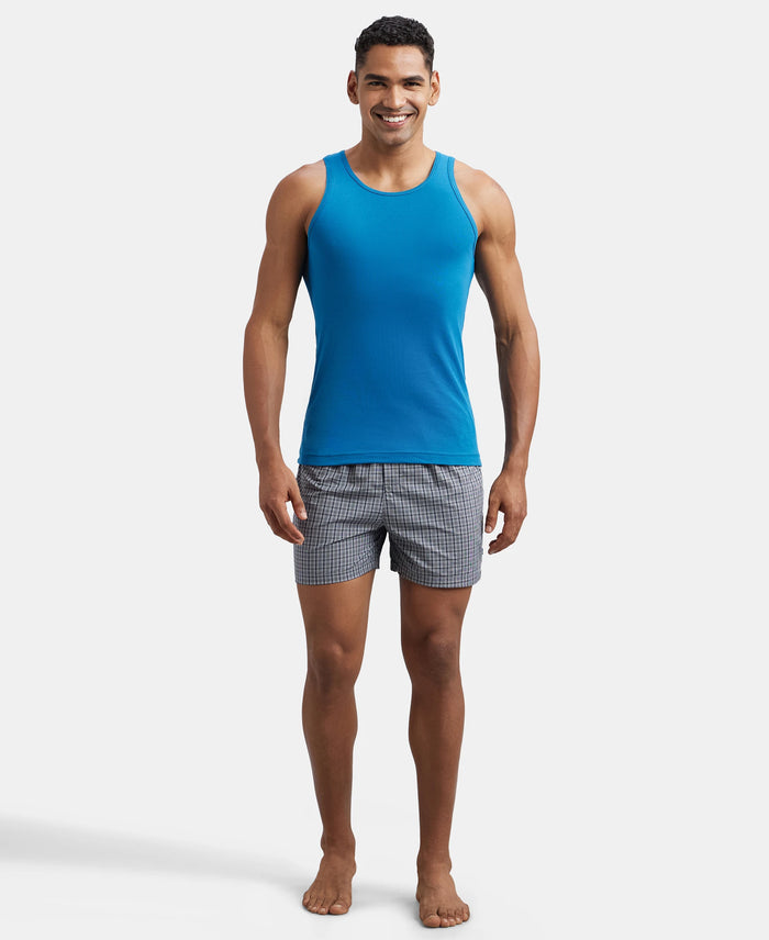 Super Combed Cotton Rib Round Neck Sleeveless Vest - Blue Saphire-4