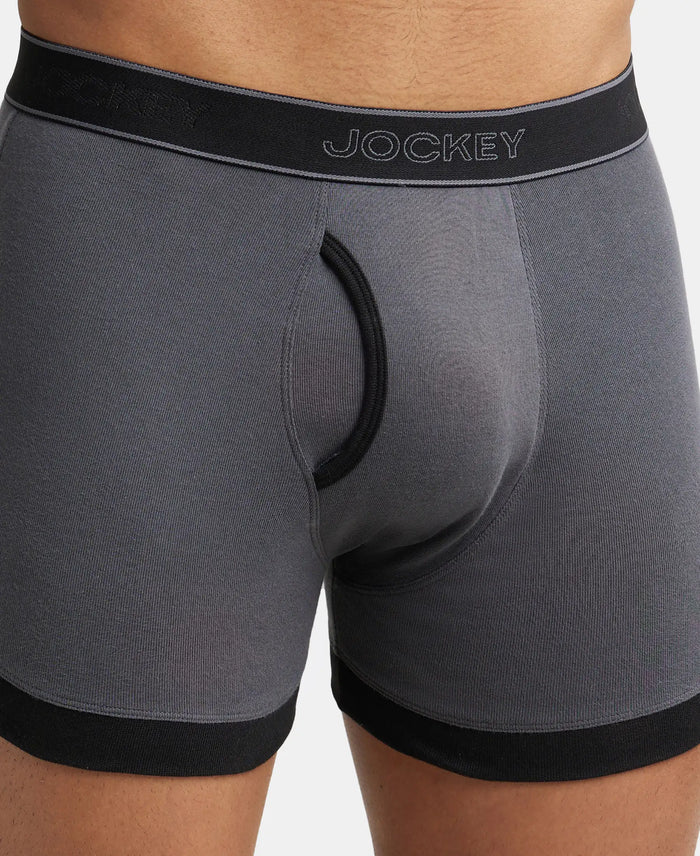 Super Combed Cotton Rib Solid Boxer Brief with StayFresh Treatment - Ashphalt & Black-7