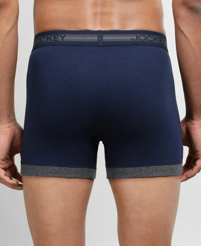 Super Combed Cotton Rib Solid Boxer Brief with StayFresh Treatment - Deep Navy & Charcoal Melange (Pack of 2)