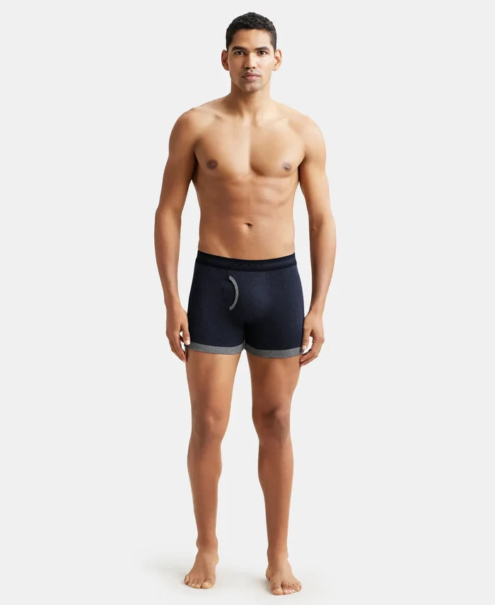 Super Combed Cotton Rib Solid Boxer Brief with StayFresh Treatment - Deep Navy & Charcoal Melange (Pack of 2)