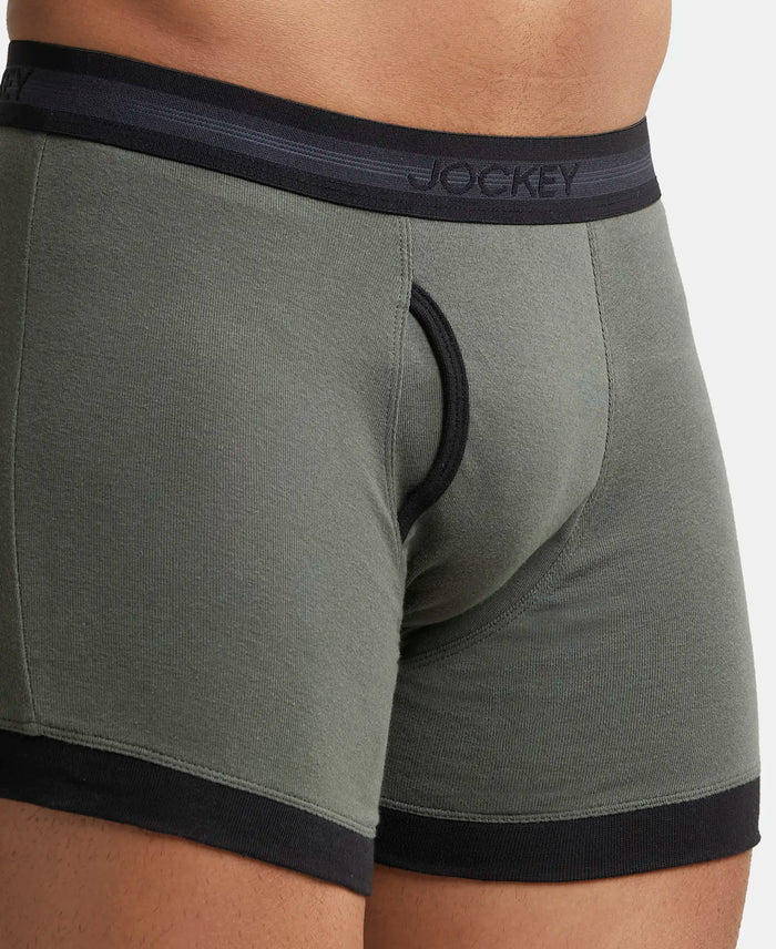 Super Combed Cotton Rib Solid Boxer Brief with StayFresh Treatment - Deep Olive & Black-6
