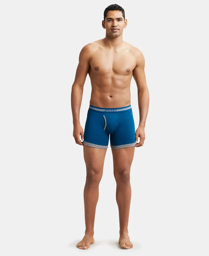 Super Combed Cotton Rib Solid Boxer Brief with StayFresh Treatment - Poseidon & Mid Grey Mel-4