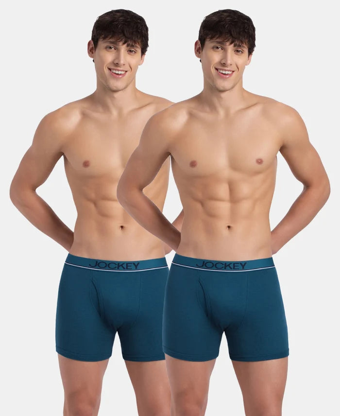 Super Combed Cotton Rib Solid Boxer Brief with Ultrasoft and Durable Waistband - Seaport Teal (Pack of 2)