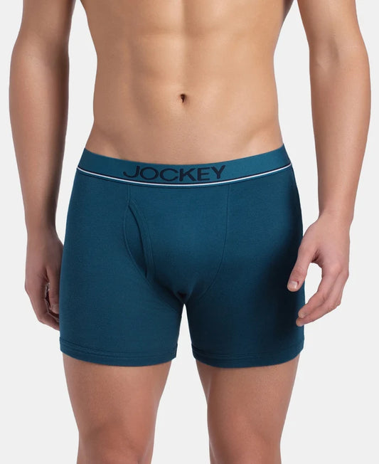 Super Combed Cotton Rib Solid Boxer Brief with Ultrasoft and Durable Waistband - Seaport Teal