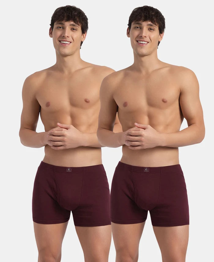 Super Combed Cotton Rib Solid Boxer Brief with Ultrasoft and Durable Waistband - Port Royale (Pack of 2)