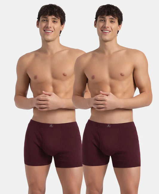 Super Combed Cotton Rib Solid Boxer Brief with Ultrasoft and Durable Waistband - Port Royale (Pack of 2)