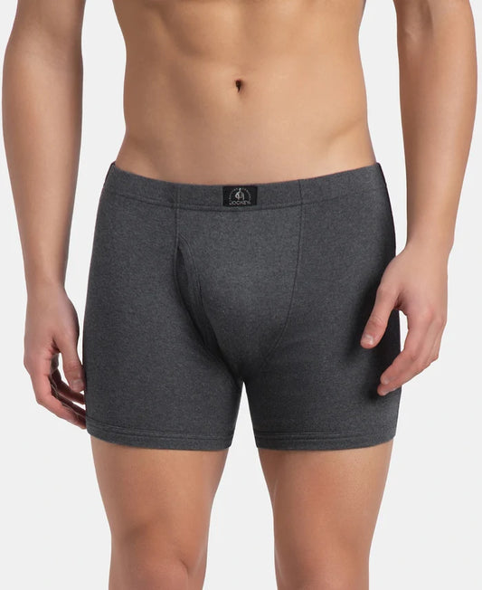 Super Combed Cotton Rib Solid Boxer Brief with Ultrasoft and Durable Waistband - Charcoal Melange