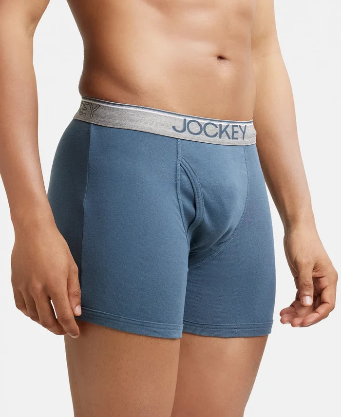 Super Combed Cotton Rib Solid Boxer Brief with Ultrasoft and Durable Waistband - Deep Slate-2