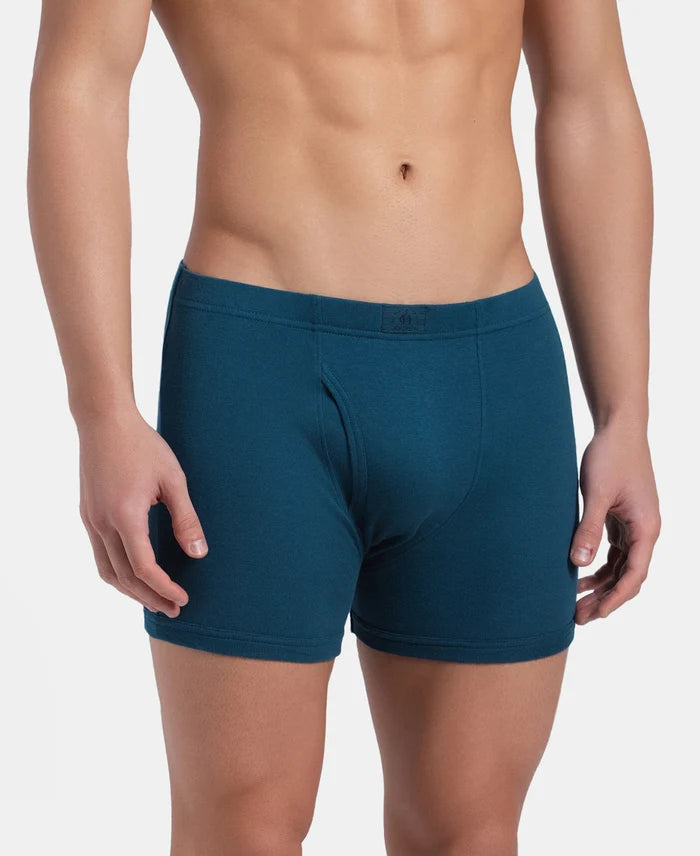 Super Combed Cotton Rib Solid Boxer Brief with Ultrasoft and Durable Waistband - Seaport Teal