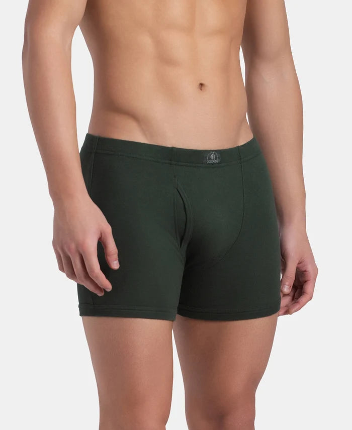 Super Combed Cotton Rib Solid Boxer Brief with Ultrasoft and Durable Waistband - Deep Forest (Pack of 2)
