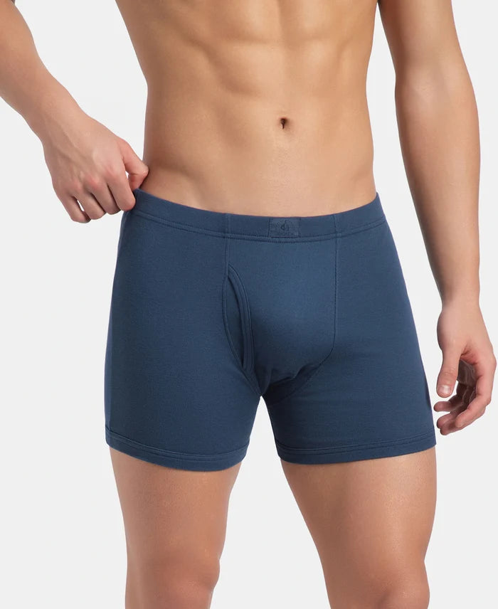 Super Combed Cotton Rib Solid Boxer Brief with Ultrasoft and Durable Waistband - Dark Denim (Pack of 2)