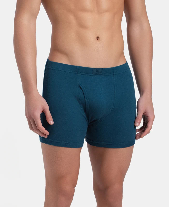 Super Combed Cotton Rib Solid Boxer Brief with Ultrasoft and Durable Waistband - Seaport Teal (Pack of 2)