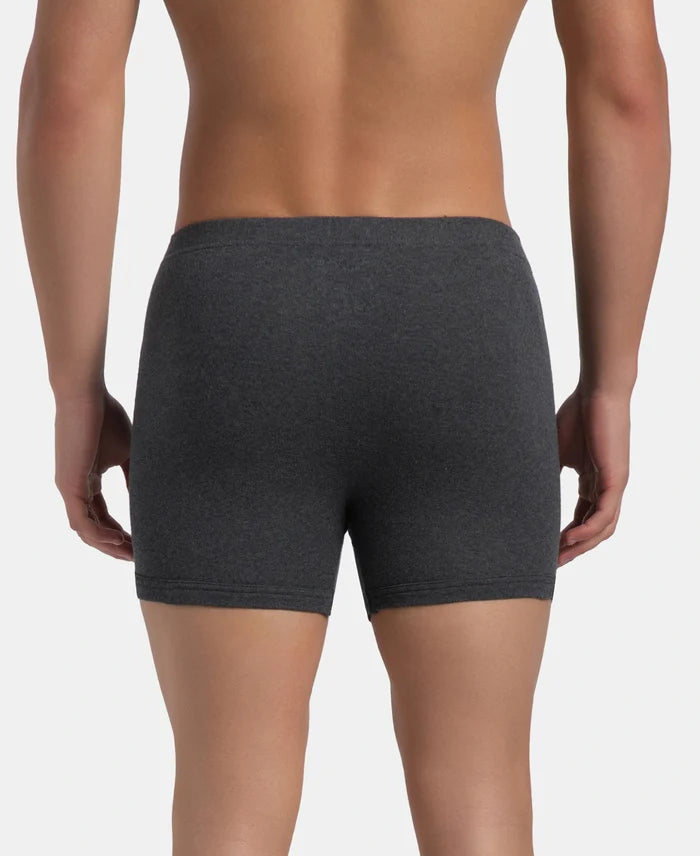 Super Combed Cotton Rib Solid Boxer Brief with Ultrasoft and Durable Waistband - Charcoal Melange