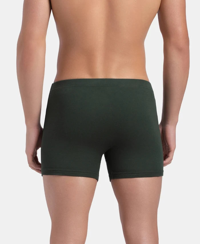 Super Combed Cotton Rib Solid Boxer Brief with Ultrasoft and Durable Waistband - Deep Forest (Pack of 2)