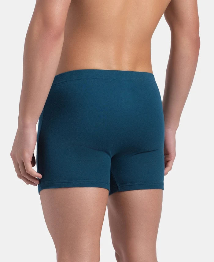 Super Combed Cotton Rib Solid Boxer Brief with Ultrasoft and Durable Waistband - Seaport Teal