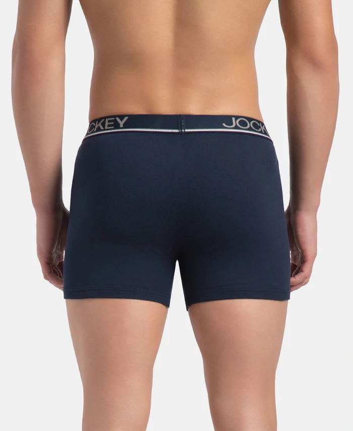Super Combed Cotton Rib Solid Boxer Brief with Ultrasoft and Durable Waistband - Deep Navy
