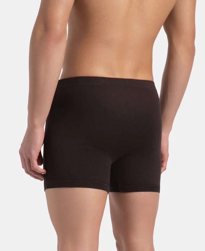 Super Combed Cotton Rib Solid Boxer Brief with Ultrasoft and Durable Waistband - Brown
