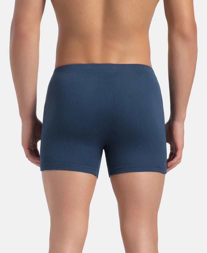 Super Combed Cotton Rib Solid Boxer Brief with Ultrasoft and Durable Waistband - Dark Denim (Pack of 2)