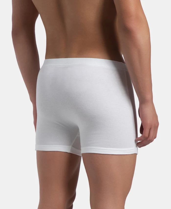 Super Combed Cotton Rib Solid Boxer Brief with Ultrasoft and Durable Waistband - White (Pack of 2)
