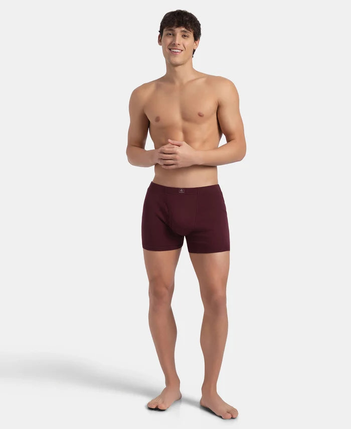 Super Combed Cotton Rib Solid Boxer Brief with Ultrasoft and Durable Waistband - Port Royale (Pack of 2)
